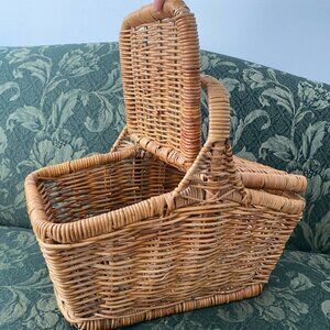 VINTAGE STUNNING XL Woven Basket Wicker Rattan Natural Sturdy